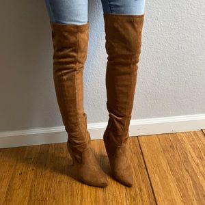Faux suede knee high boots
